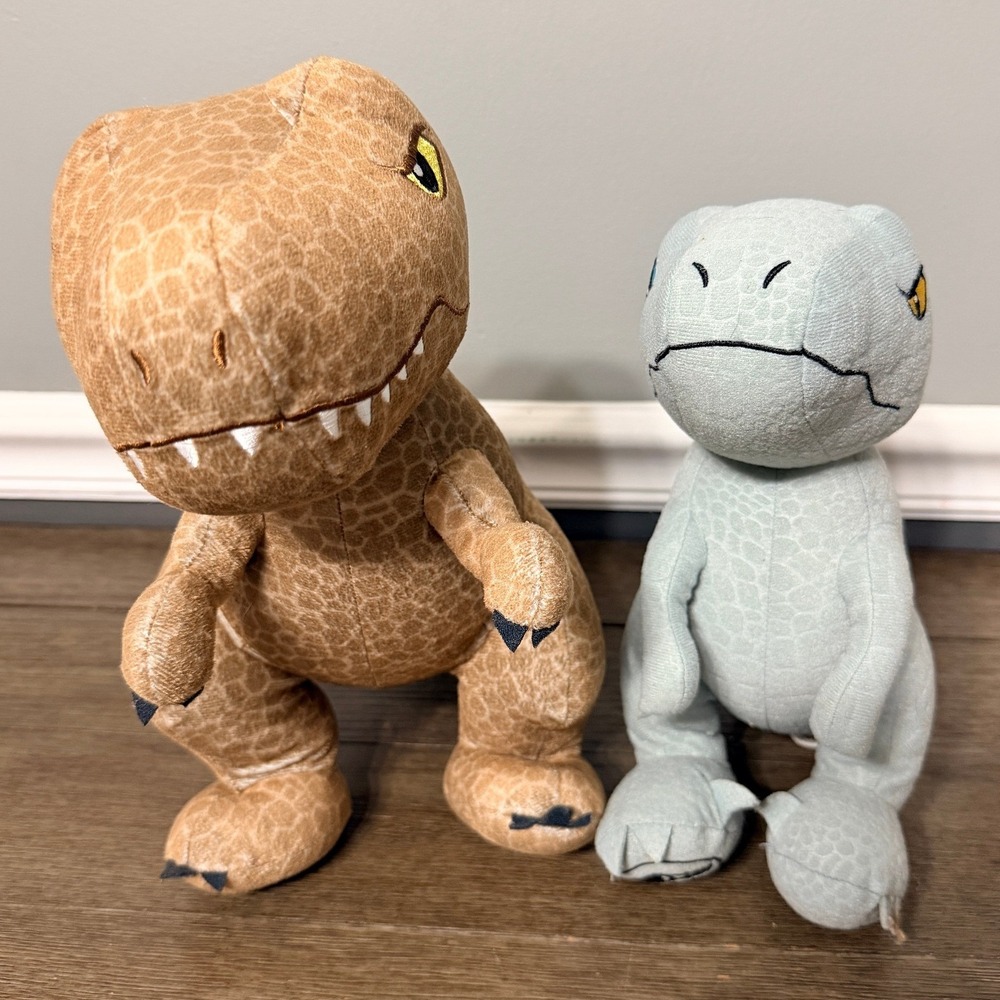 Jurassic World T-Rex and Blue Velociraptor Dinosaur Plush‎ Set